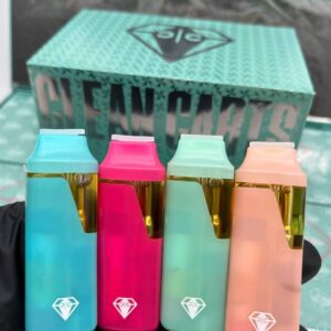 “Clean Carts disposable vape devices – assorted colors, high-potency liquid diamonds design